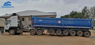 9 medidores cúbicos de 60 toneladas dos eixos 45 despejam semi o caminhão de reboque